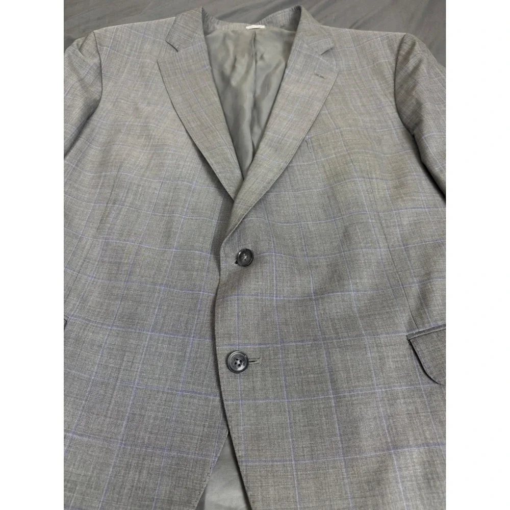 Peter Millar Grey Glen Plaid Virgin Wool Sport Coat Blazer 50R Made in Portugal